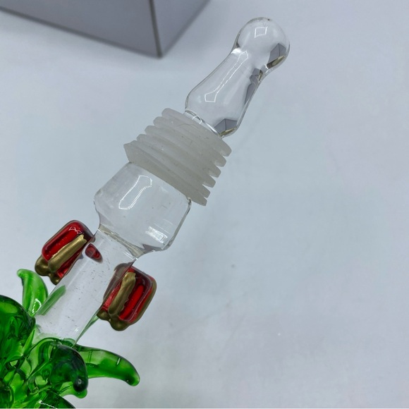 Art Glass Christmas Tree Bottle Stopper Wine Cap Glass Topper Presents Holiday - Picture 3 of 4